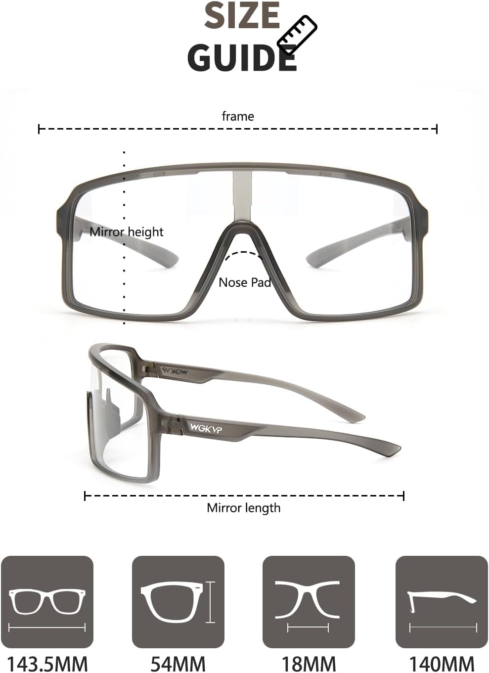 Photochromic Cycling Glasses Men Sports Sunglasses Women for Running Bike Golf Bicycle, UV400 Protection