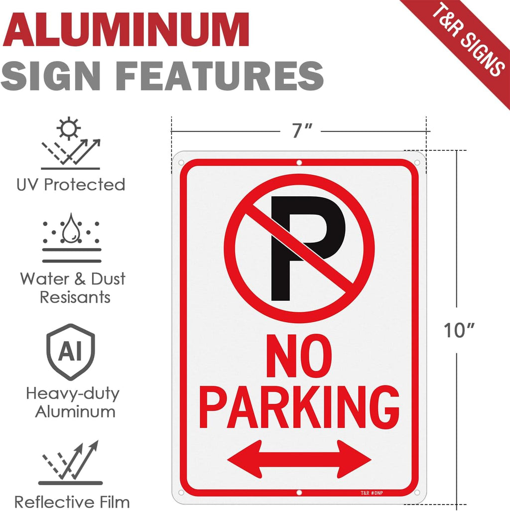 No Parking Signs - 2 Pack - 10 x 7 Inches Rust Free .040 Aluminum Reflective - UV Protected, Waterproof and Fade