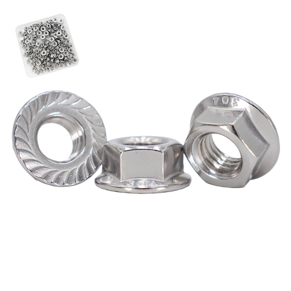 M3x0.5 Flange Nut,150 Pack,304 Stainless Steel Hex Serrated Flange Lock Nut