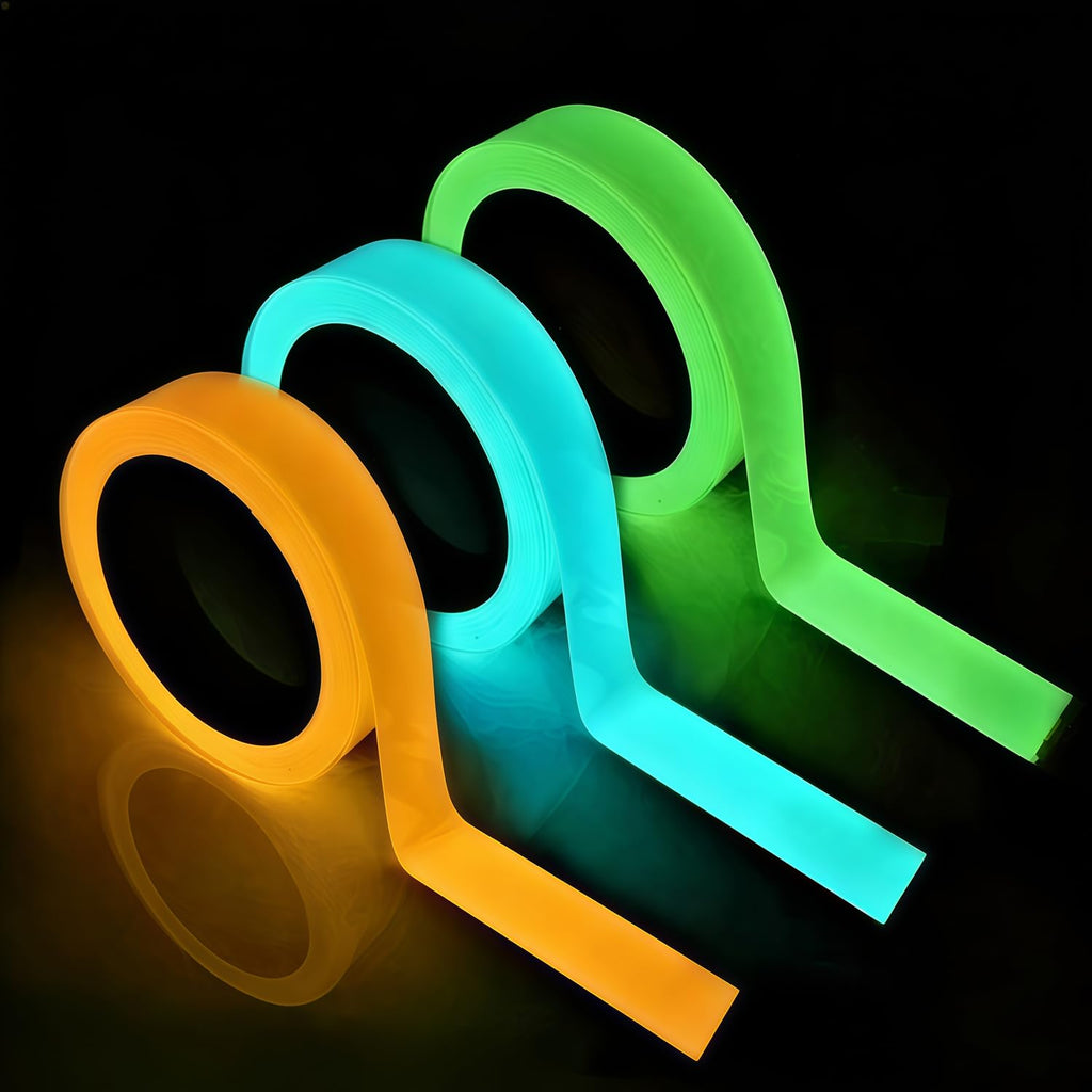 Glow in the Dark Tape, 3-Rolls, 1" x10FT Each, Adhesive, Luminous