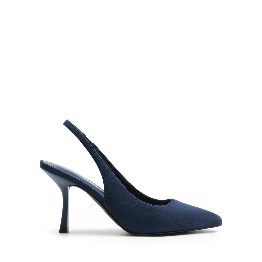 Women's Slingback High Heels Pumps Shoes,Navy-Suede,10