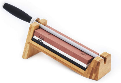 3-Piece Knife Sharpening System | Whetstone Knife Sharpener Kit With Honing Rod | Professional Knife Sharpener For