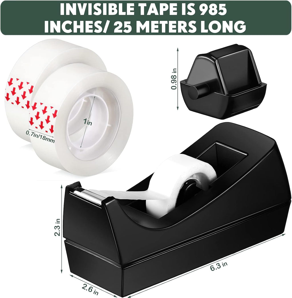 6 Pack Tape Dispenser Desk Bulk with 24 Rolls, Replacement Cores