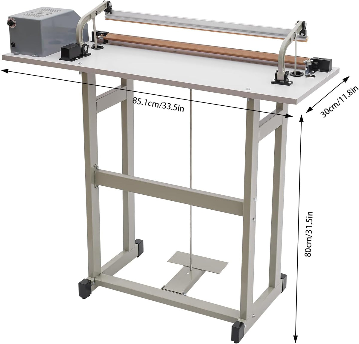 Heat Sealing Machine, 22.83" Foot Pedal Impulse Sealer, 0.2-2.5S Fast Heating, 0.024In Width & Adjustable Heating
