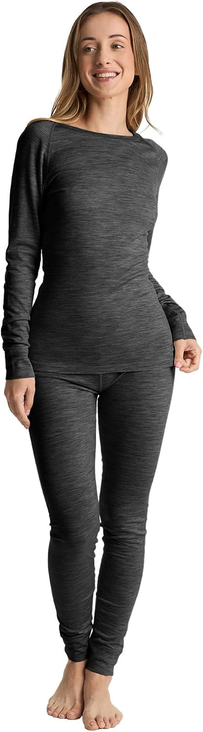 Women's 100% Merino Wool Thermals Base Layer Set | Long Johns for Women, Winter Thermal Underwear, Cold Weather Base