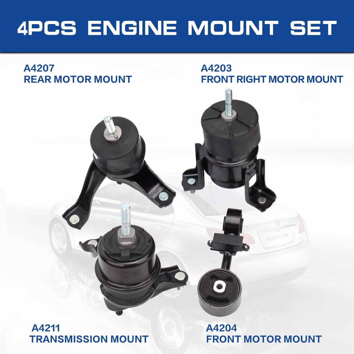 Engine Motor and Trans Mounts Compatible with 2002-2006 Camry (2.4L)