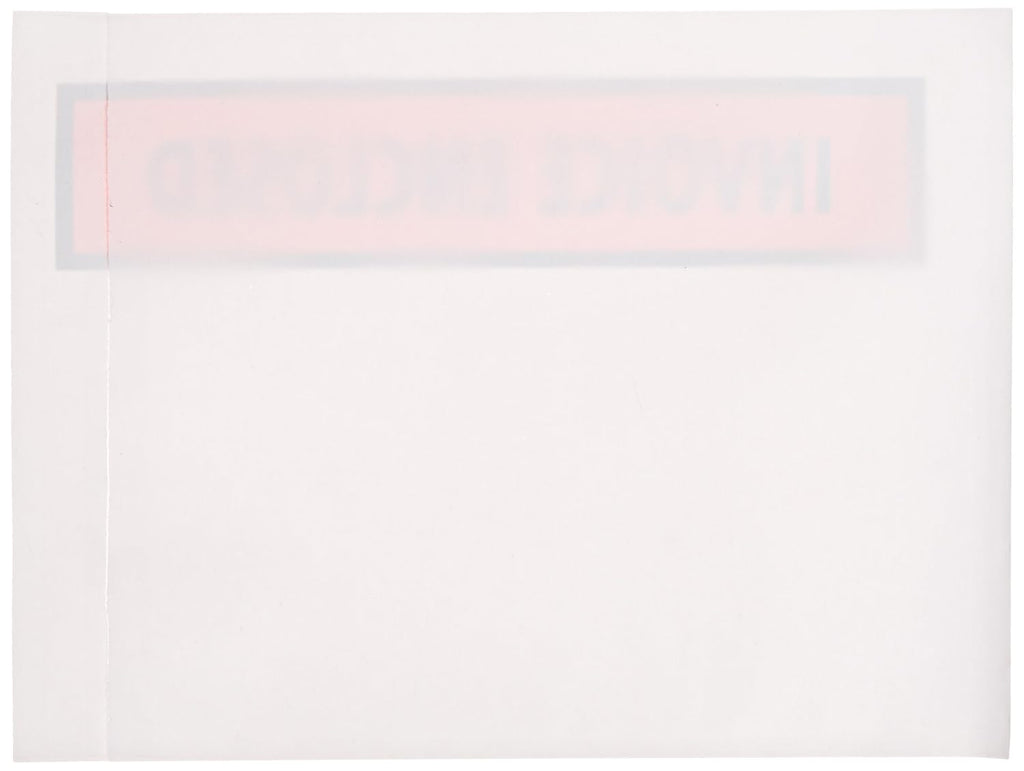 PL463 Poly Full Face Document Envelope, Legend"Invoice Enclosed", 4-1/2" Length x 6" Width, 2 mil Thick, Red/Black on