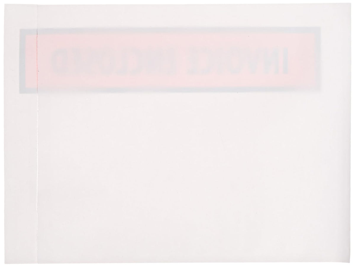 PL463 Poly Full Face Document Envelope, Legend"Invoice Enclosed", 4-1/2" Length x 6" Width, 2 mil Thick, Red/Black on