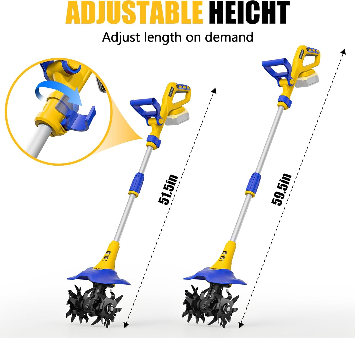 Electric Tiller for Gardening Compatible with Dewalt 20V Battery(Tool Only),330RPM Garden Tiller with 48 Steel