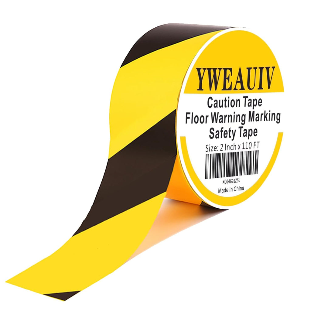 Black Yellow Floor Marking Tape, 2 in x 110 ft, Adhesive Safety Tape | Black yellow floor marking tape, 2 in x 110