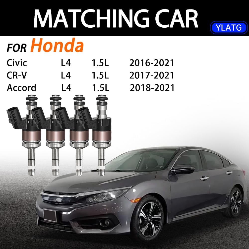 Upgraded Fuel Injectors for Honda Civic 2016-2021,Accord 2018-2021,CR-V 2017-2021,L4 1.5L,OEM #160105PA305 (4 Pcs)
