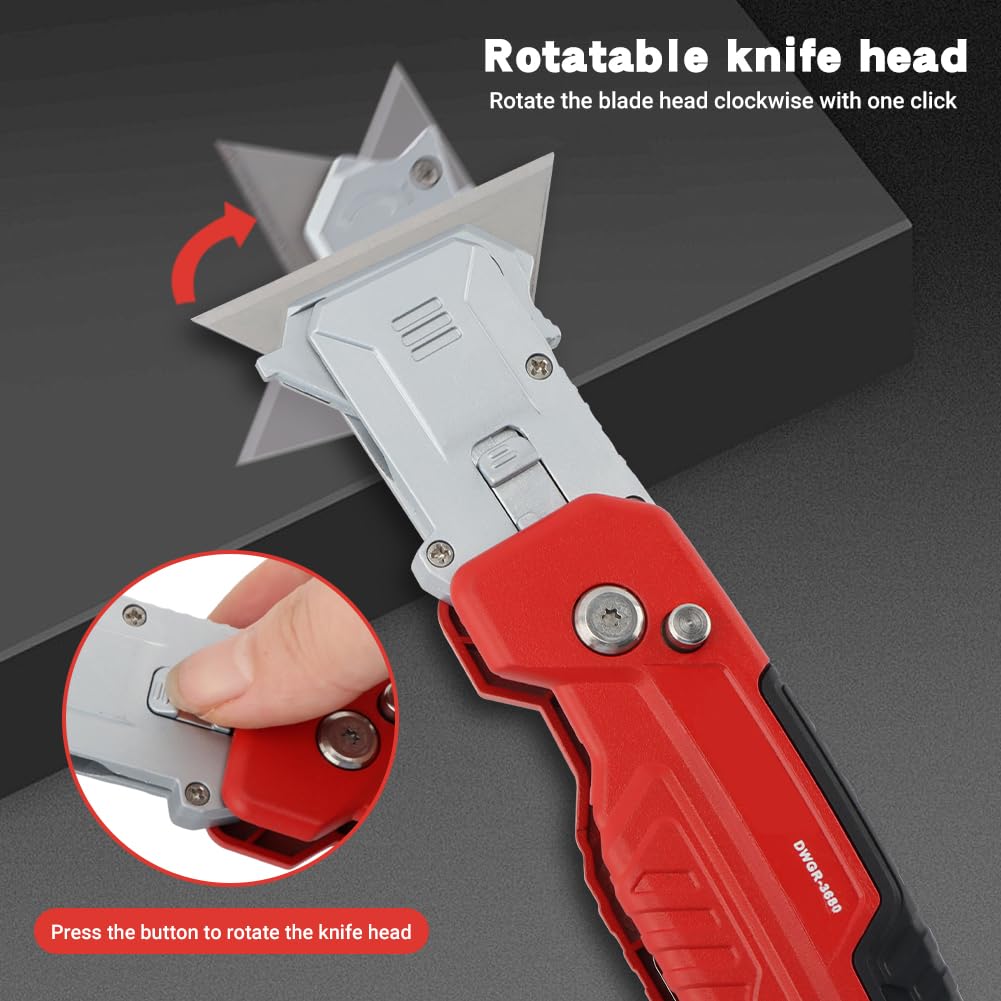 2 In 1 Folding Scraper Utility Knife, 3 Blades, Quick-Change