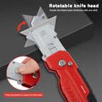 2 In 1 Folding Scraper Utility Knife, 3 Blades, Quick-Change