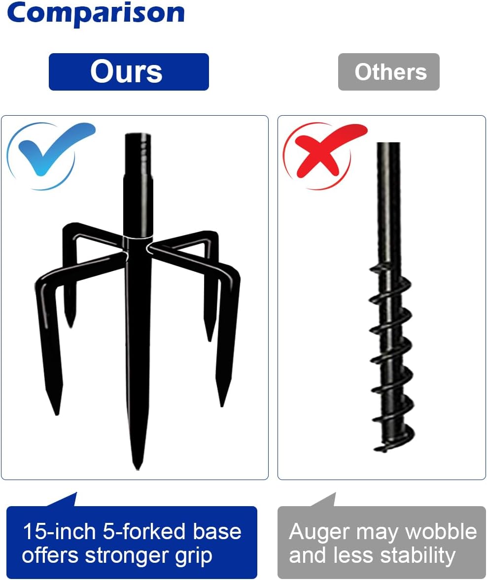 105 Inch Bird Feeder Pole Kit, Heavy Duty Bird House Pole Set with 5-Forked Base, Adjustable Universal Mounting Post