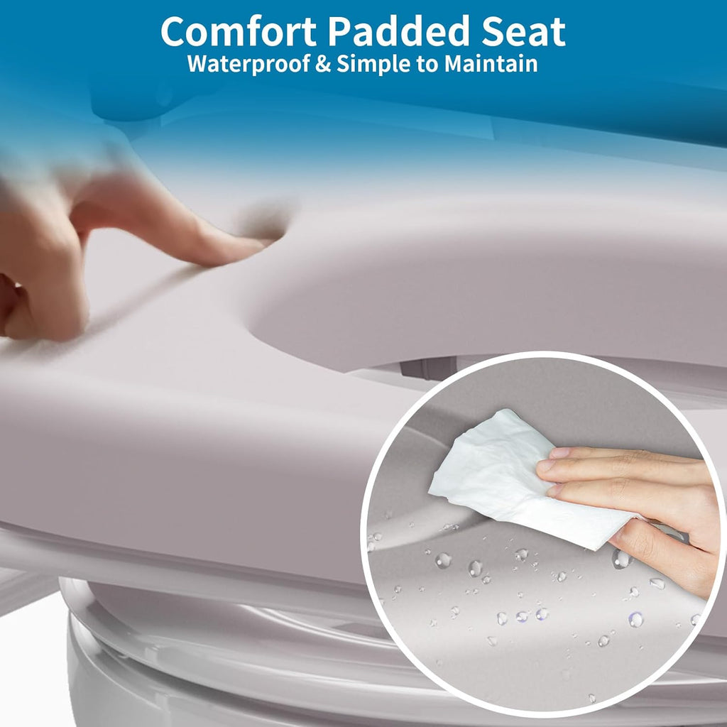 Extra-Wide 3-in-1 Adjustable Toilet Seat Riser with Premium Padded Seat & Support Rails – Ultra-Stable Elevated