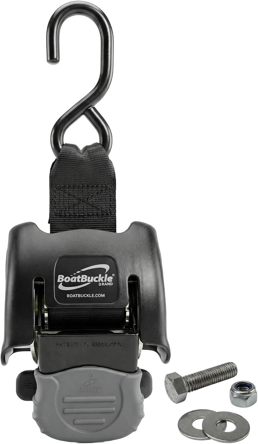 BoatBuckle F14220EC Retractable Transom Tie Down Strap, 2 x 43 in, 1 Count