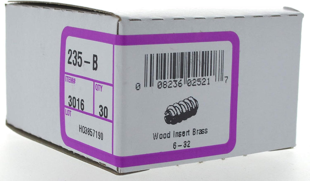 Hillman Brass Threaded Wood Inserts #6-32 for Wood and Plywood, 30 Pack