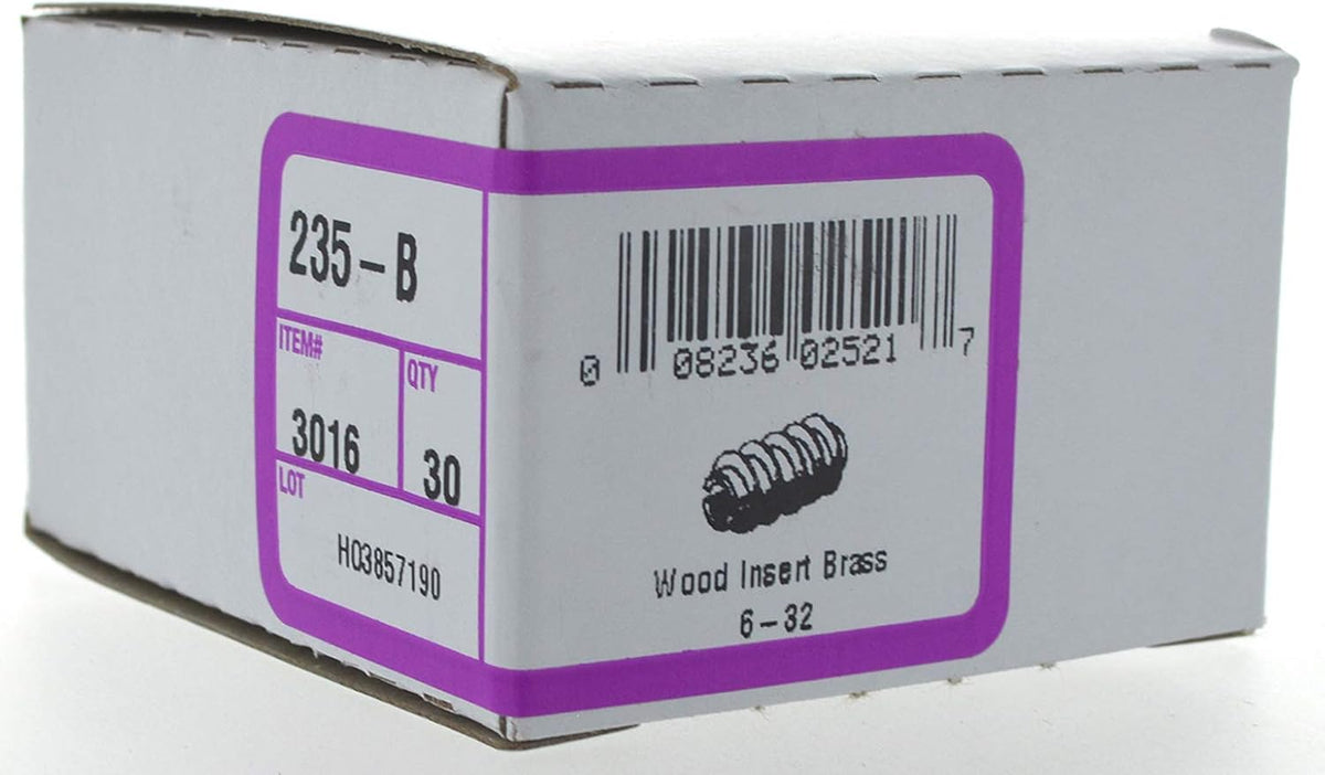 Hillman Brass Threaded Wood Inserts #6-32 for Wood and Plywood, 30 Pack