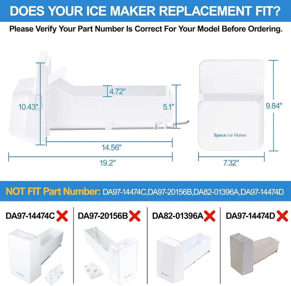 Upgraded DA97-11117A Refrigerator Ice Bucket Compatible with Samsung Ice Maker Replacement RFG297AARS RF4287HARS RF4289HARS RF4267HARS RFG297HDWP RFG297HDRS RF267ABRS RFG296HDRS Ice Maker Tray Parts