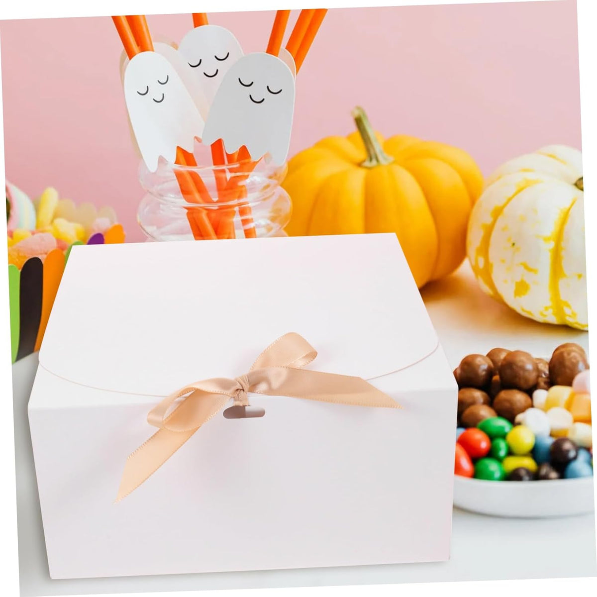 White Clamshell Gift Boxes with Lids 12 Pack Kraft Paper