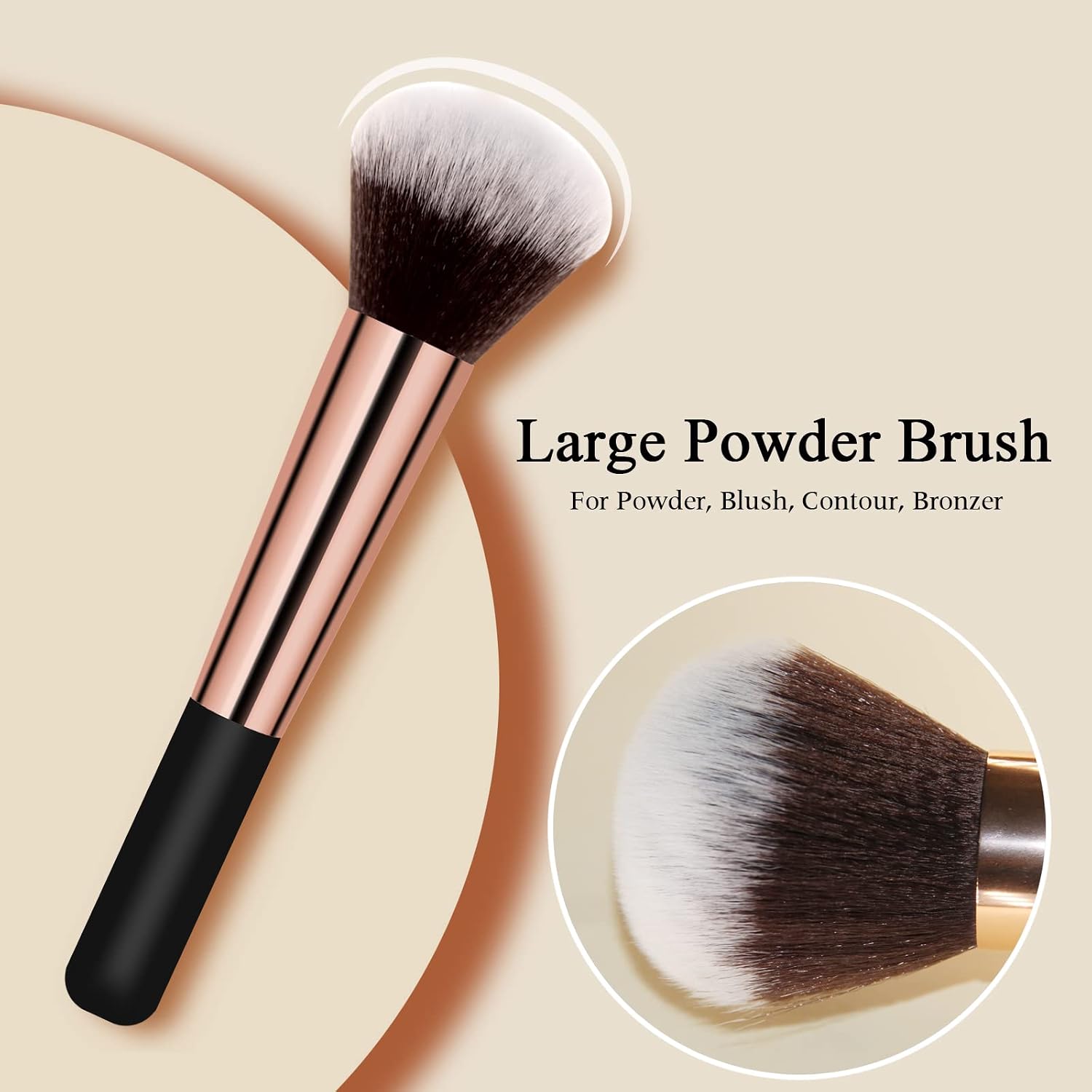 Makeup Brushes, Large Powder Brush & Foundation Brush Flawless Finish | for Highlighter, Loose Powder, Blush, Cream