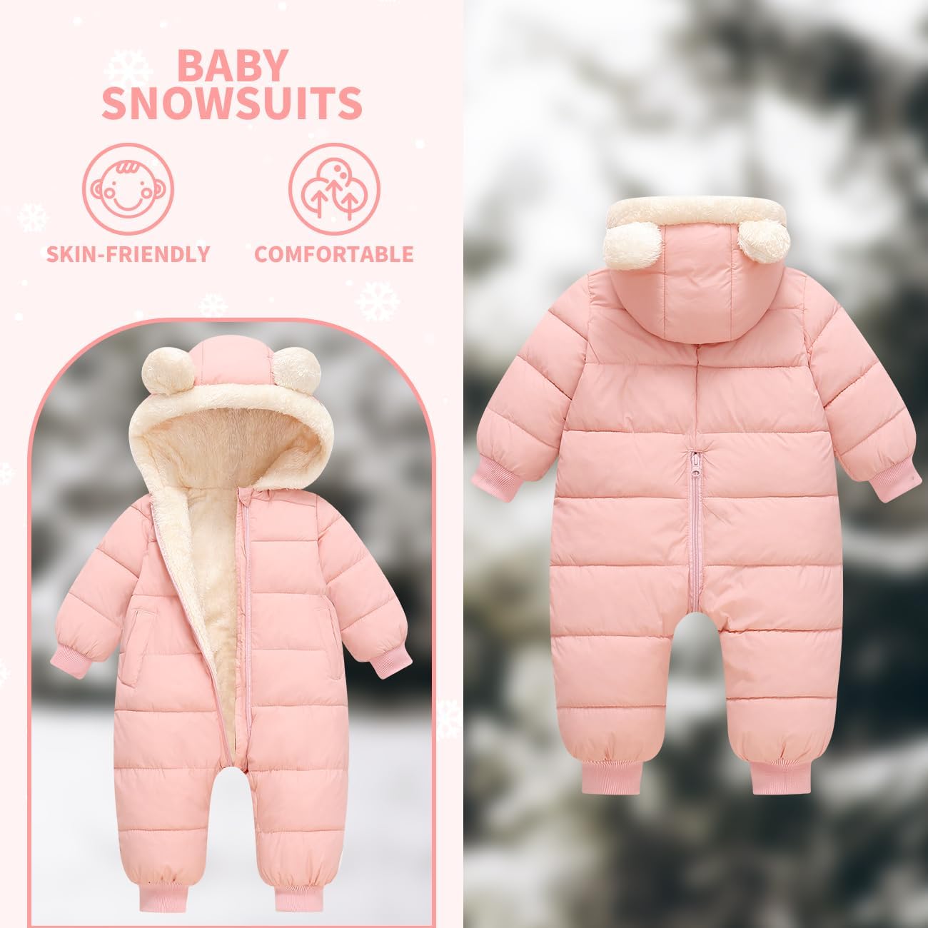 Toddler Snow Suit Baby Snowsuit Winter Coat Jacket Thick Clothes | 6-9-12-18-24 Months 2T 3T Infant Newborn Girl Boy