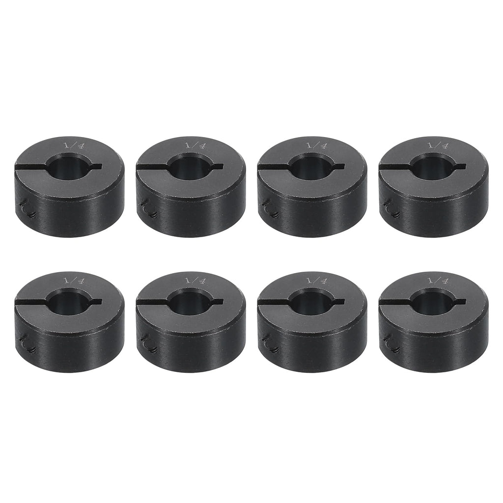 uxcell 8pcs Single Split Shaft Collar 1/4" Bore, Black Oxide Steel