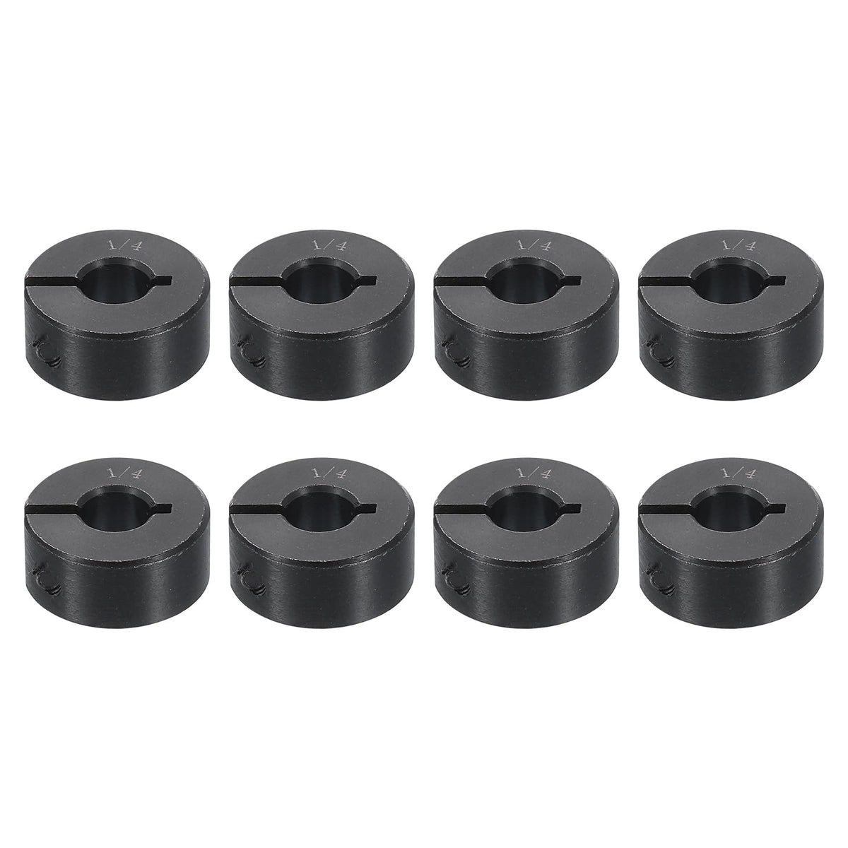 uxcell 8pcs Single Split Shaft Collar 1/4" Bore, Black Oxide Steel