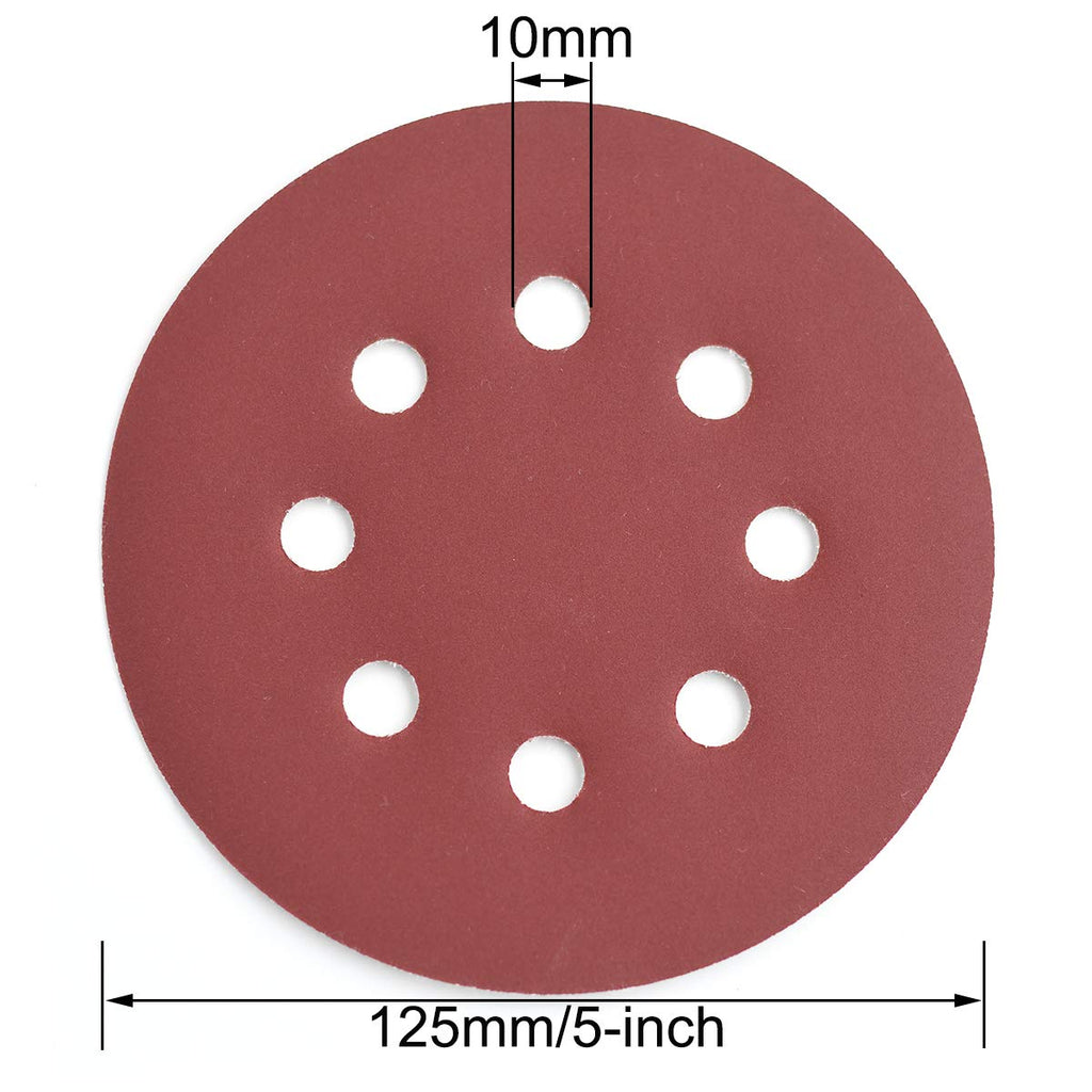 5-Inch 8-Hole Hook & Loop Sanding Discs 600-2000 Mixed Grit, 60-Pack