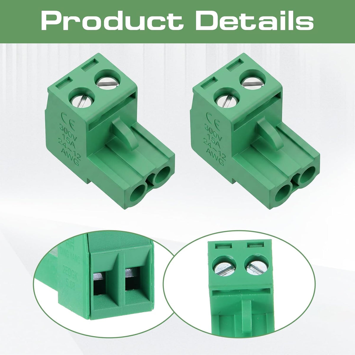20 pcs 2 Pin 5.08mm Pitch PCB Angle Screw Terminal Block Plug Connector
