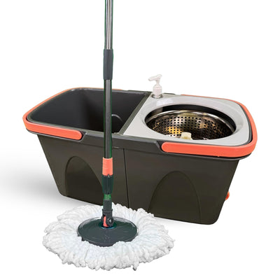Easy Spin Microfiber Spin Mop and Bucket Set with Handle – Cleaning Tools for Home and Kitchen, Splash-Free Design