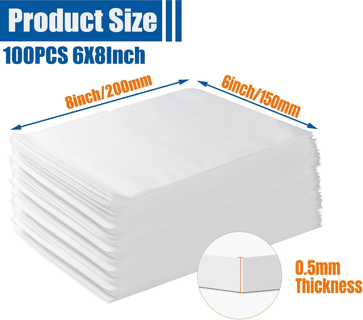 Cushion Foam Wrap Pouches for Moving(100 Pack 6"x8'')