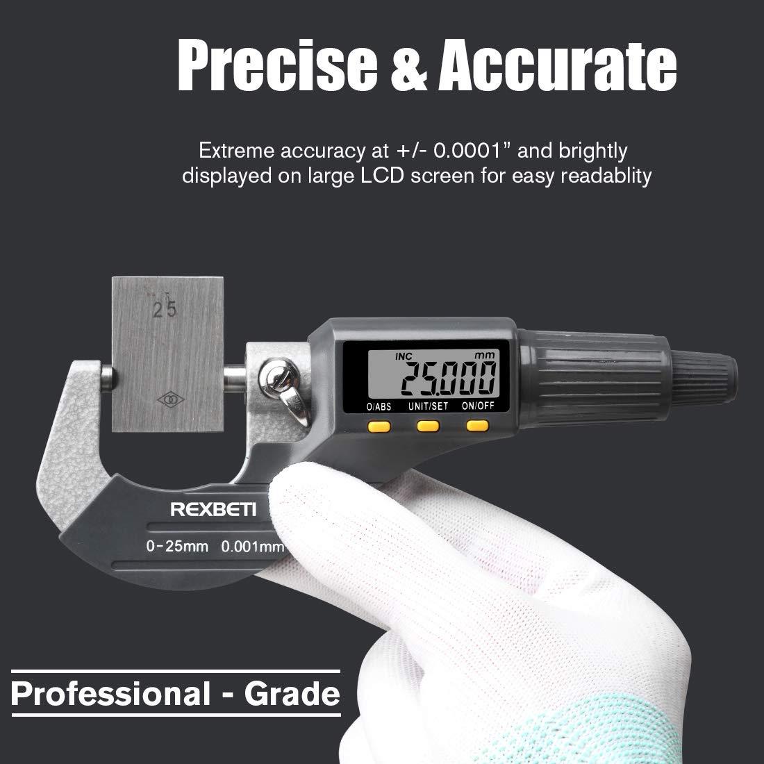 REXBETI Outside Micrometer, Ultra-Precision Carbide Tipped Measuring Tool