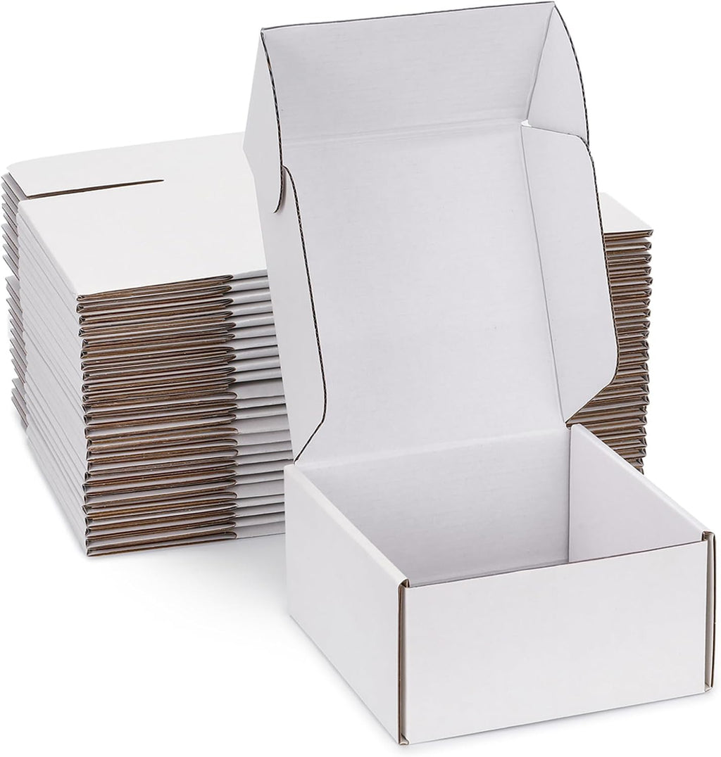 6x6x4 inch White Shipping Boxes for Small Business- Set of 25
