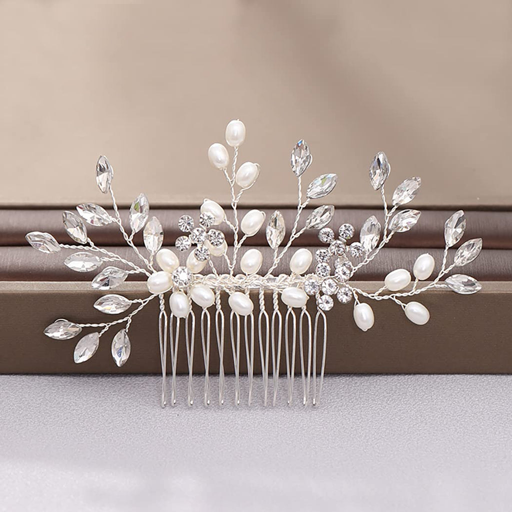 Wedding Hair Comb Pearl Bride Headpieces Rhinestone Bridal Hair Jewelry Side Hair Accessories for Bridesmaids and Brides