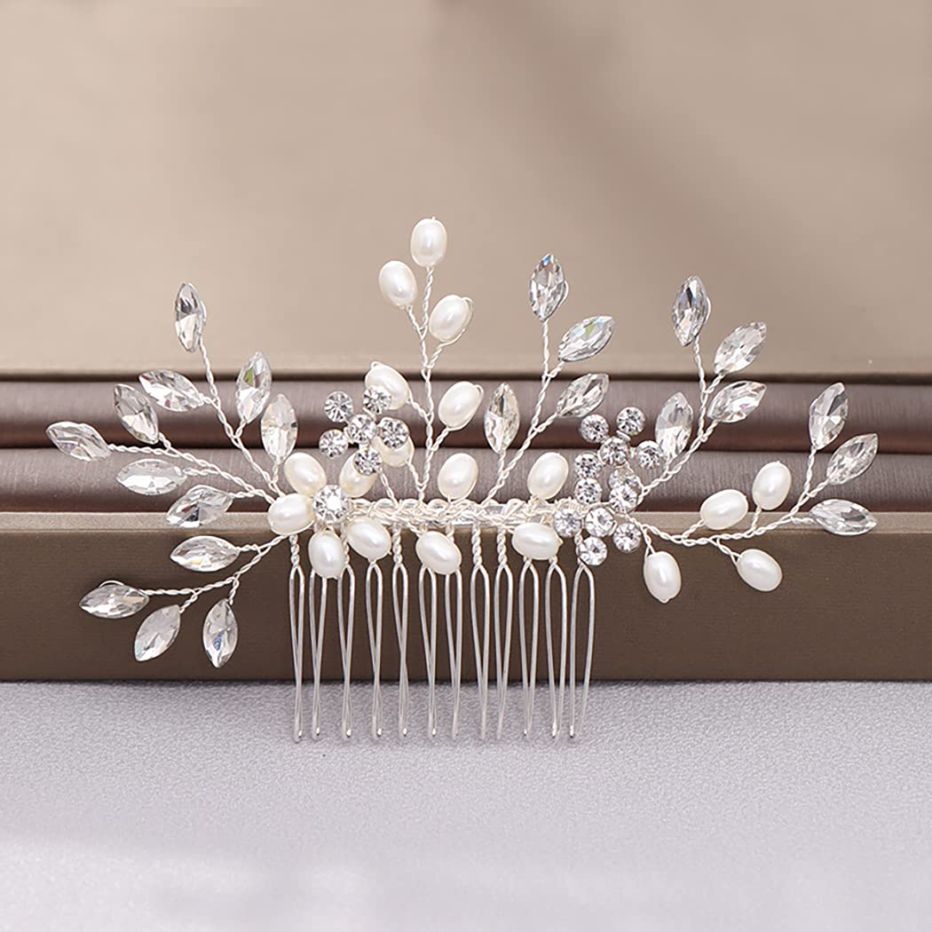 Wedding Hair Comb Pearl Bride Headpieces Rhinestone Bridal Hair Jewelry Side Hair Accessories for Bridesmaids and Brides