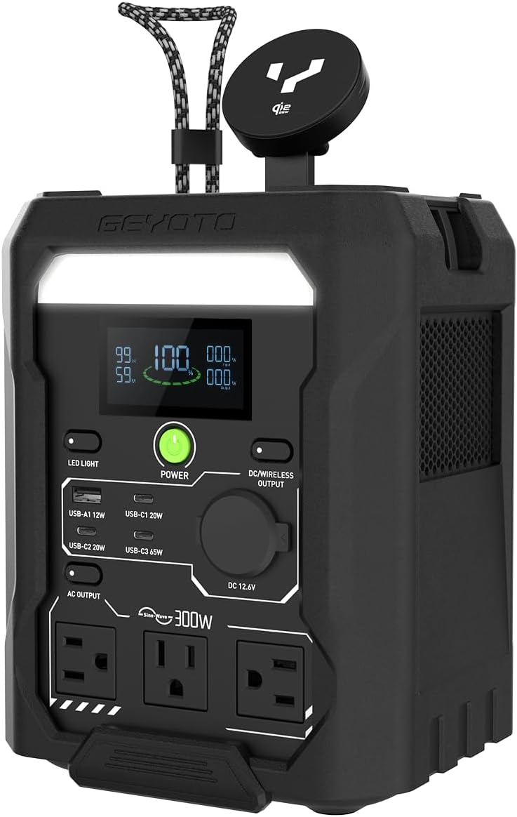 N300 Portable Power Station, 256Wh LifePO4 Battery,300W AC Outlets (500W P-Boost), 25W Wireless Charging, <10ms UPS