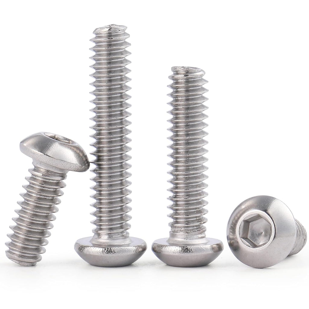 VGBUY 25Pcs 5/16-18 x 1-1/4" Button Head Socket Cap Bolts Screws, 304 Stainless Steel 18-8, Allen Hex Drive, Bright Finish, Fully Threaded, Hex Spanner Included