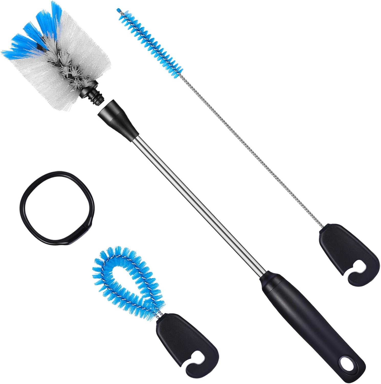 3-in-1 Stainless Steel Bottle Brush and Straw Cleaning Set, Long Handle Scrub Brush with Replaceable Head for Water