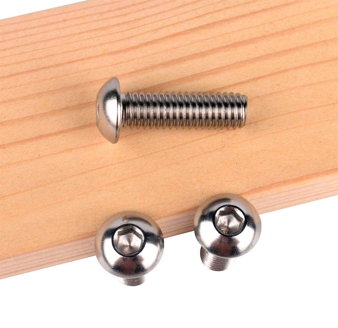 #6-32 x 1/2" Button Head Socket Cap Bolts Screws, 304 Stainless Steel 18-8, Allen Hex Drive, Fully Machine Thread, Quantity 40Pcs
