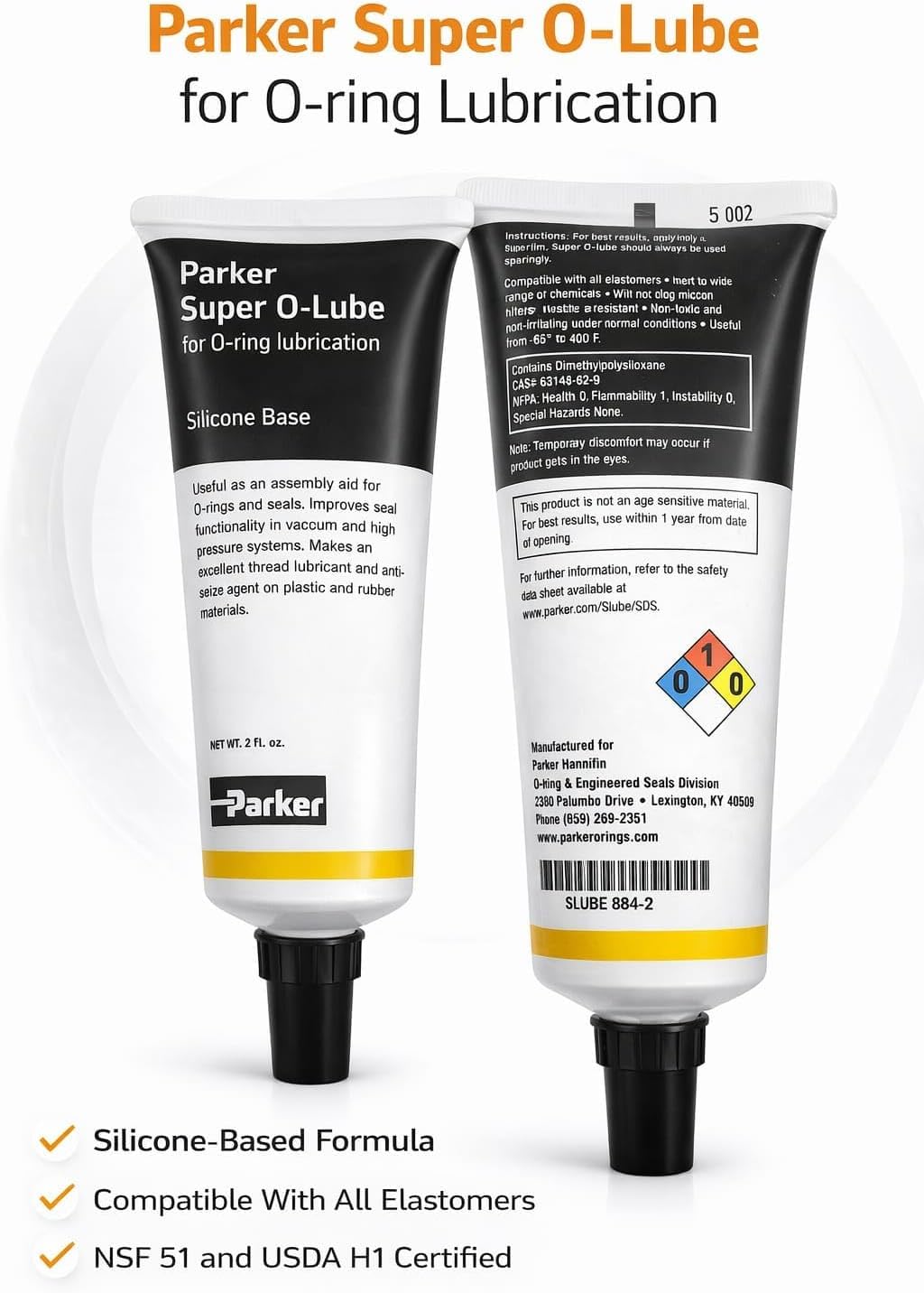 Parker 884-2 Super O-Lube O-Ring Lubricant - 2 Oz. Tube