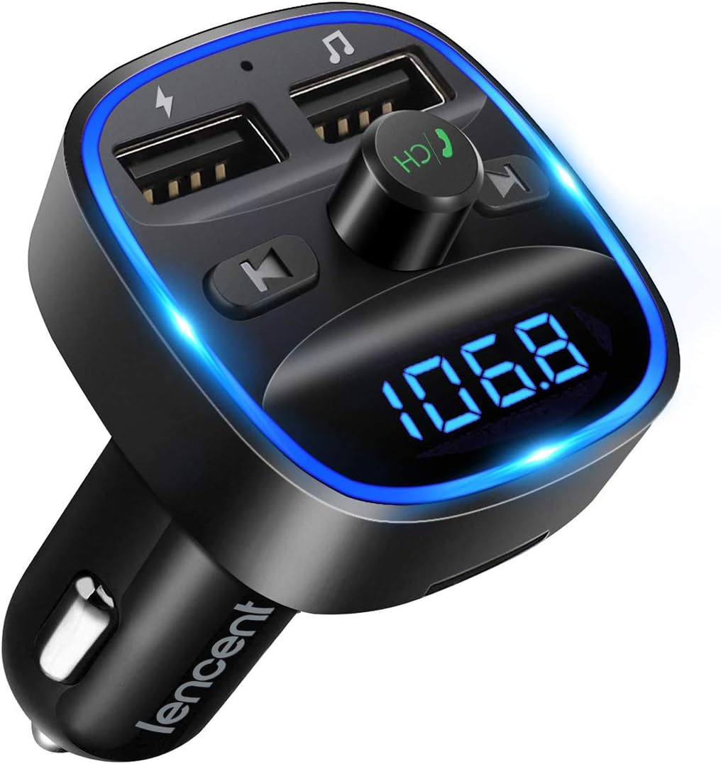 FM Transmitter, Bluetooth FM Transmitter Wireless Radio Adapter Car | Dual USB Charging, Audio Receiver Car Charger