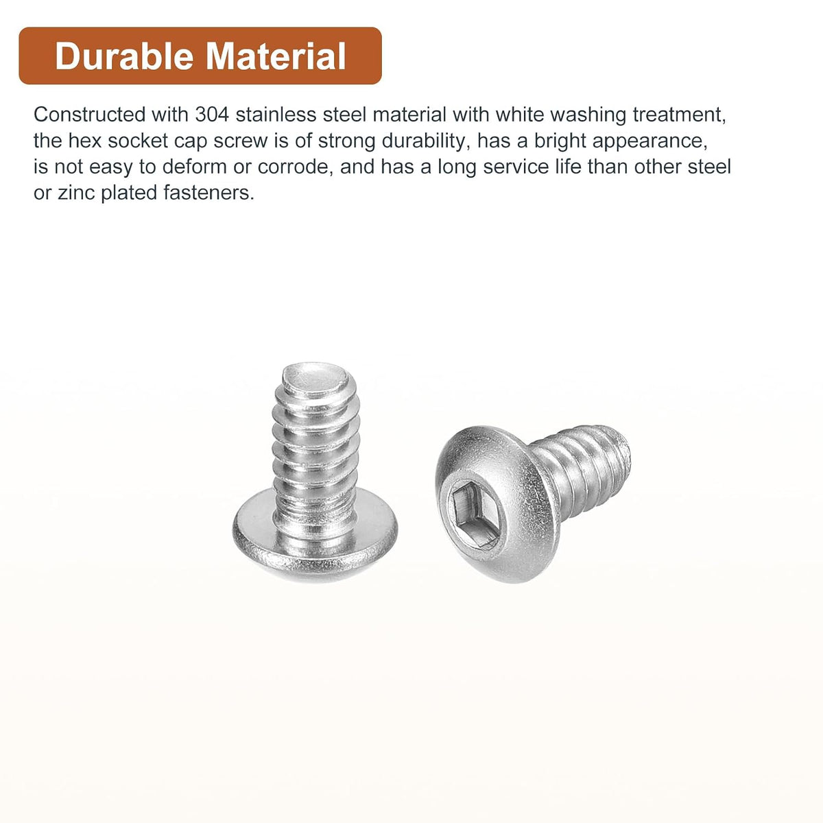 DTGN #10-32x1/4 Button Head Socket Cap Screws - 10Pack - Good for Machine - 304 Stainless Steel 18/8 - Hex Drive Full Thread UNC Fasteners