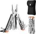 Strong 15-in-1 Multitool Pliers with Sheath, Stainless Steel, Grey | Folding Multi Tool, Needle Nose Pliers & Wire