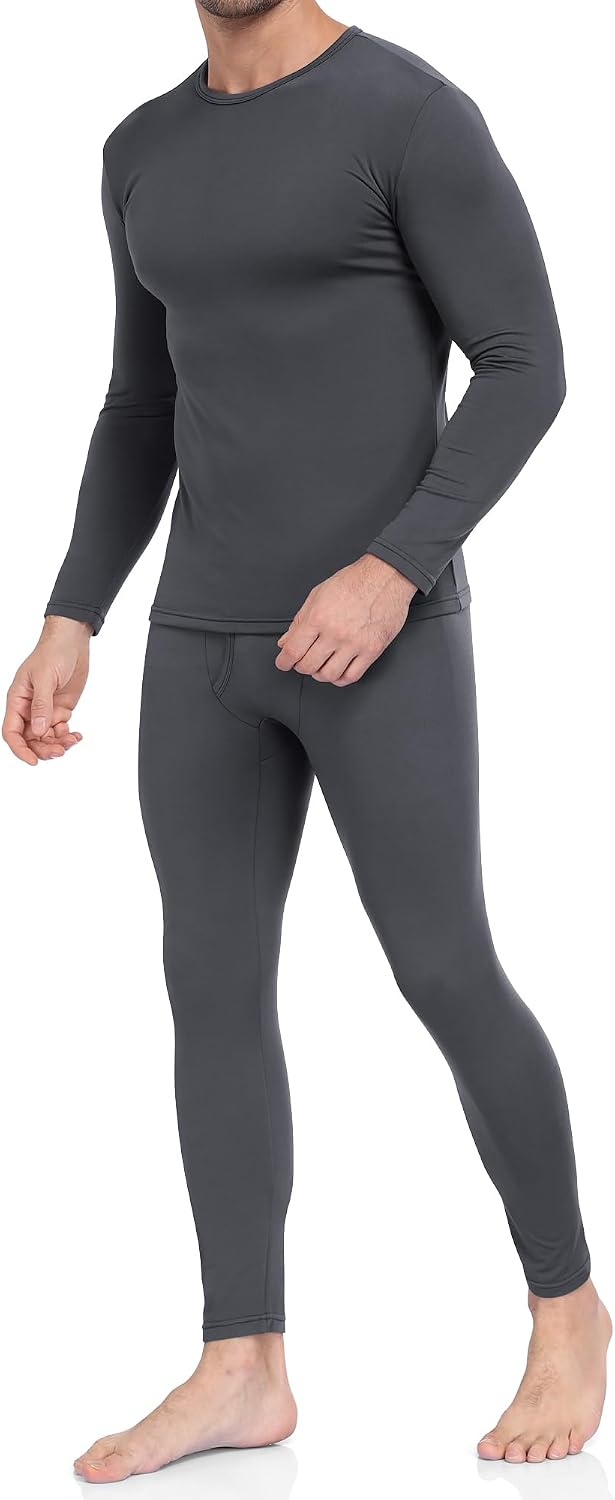 Thermal Underwear for Men Long Johns Set Fleece Lined Winter Cold Weather | Base Layer Top & Bottom Set