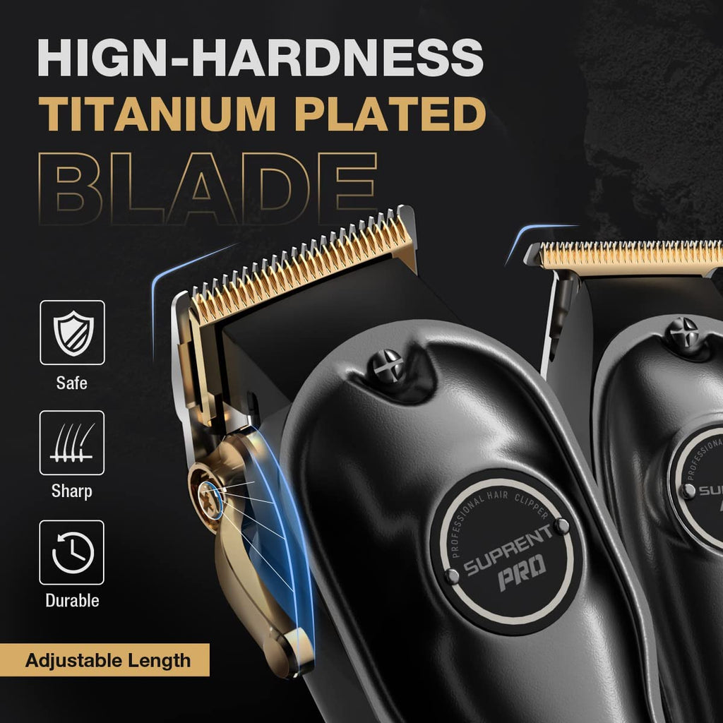 PRO Professional Hair Clippers for Men- Hair Cutting Kit & Zero Gap T-Blade Trimmer Combo- Cordless Barber Clipper