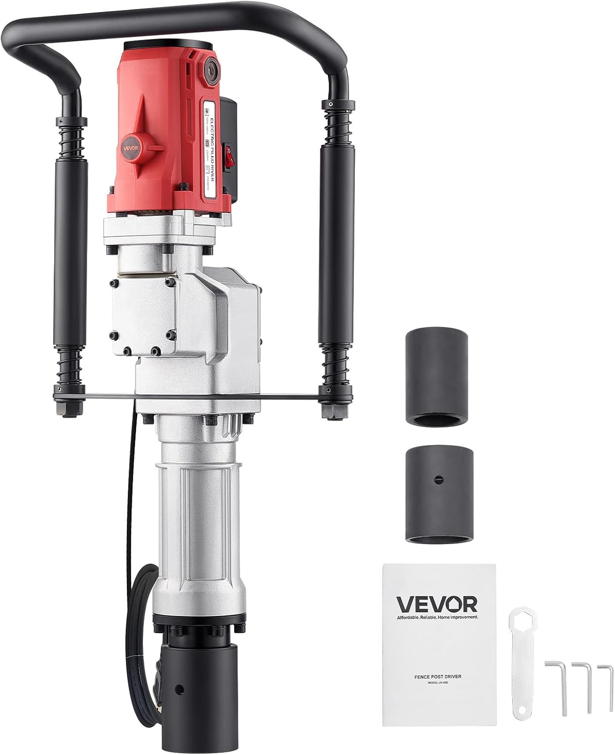 Electric T Post Driver, 2200W Handheld Powerful Post Pounder, with 2.17 in/55mm, 2.76 in/70mm Sleeves