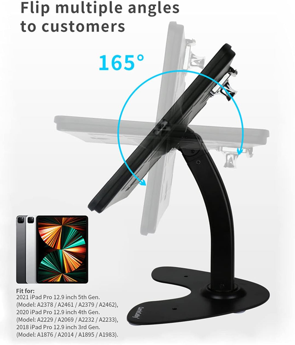 Desktop Wall Mount Anti-Theft Security Kiosk POS Stand Holder Enclosure for 2022 2021 2020 2018 iPad Pro 12.9", Flip