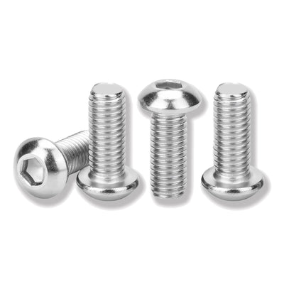Metuja M8-1.25x16mm Button Head Socket Cap Bolts Screws（50pcs）, Stainless Steel, Full Thread, Silver, Allen Hex Drive