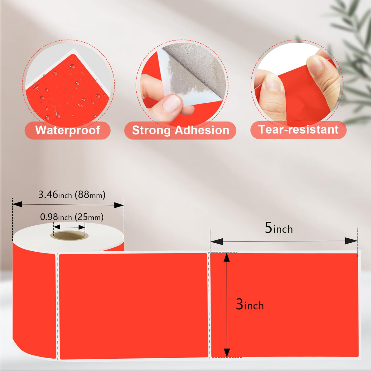 3 X 5 Inch Printable Rectangle Color Coding Labels, 300 Per Roll Adhesive Color Coding Stickers for Bar-Codes